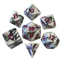 Fanroll - 16mm Acrylic Polyhedral Dice Set: Marble w/ Purple Numbers